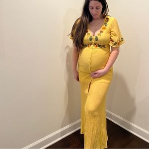 Floral embroidered yellow dress